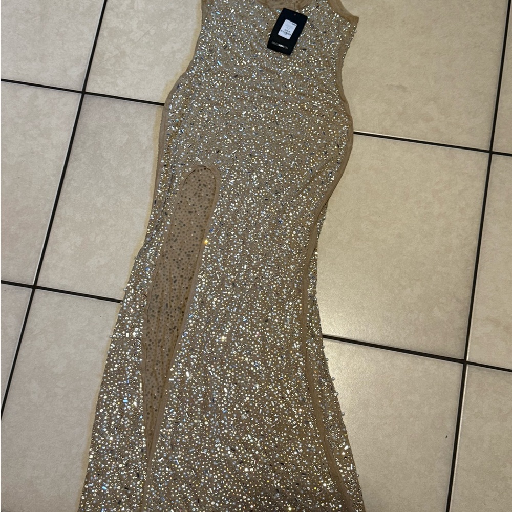 Elegant Gold Sequin Evening Dress